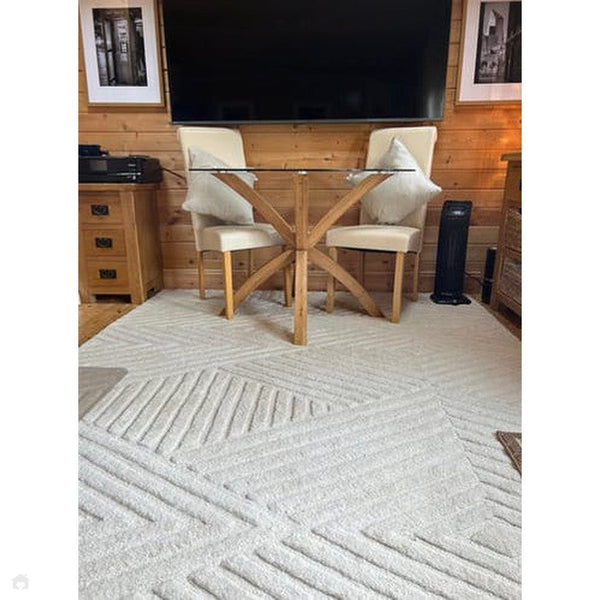 Hague Geometric Textured Wool Rugs in Ivory White buy online from the rug  seller uk