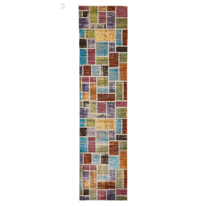 16th Avenue 37A Modern Super Soft Geometric Pink/Blue/Brown/Purple/Green/Multicolour Runner-Think Rugs-Rug Love - The Most Loved Rug Store