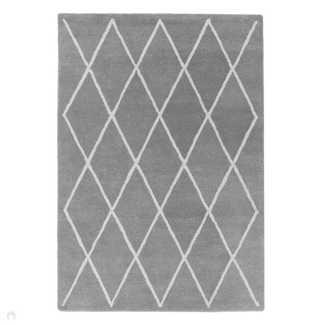 Albany Diamond Modern Geometric Hand-Woven Wool Grey Silver/Cream Rug-Asiatic Carpets-Rug Love - The Most Loved Rug Store