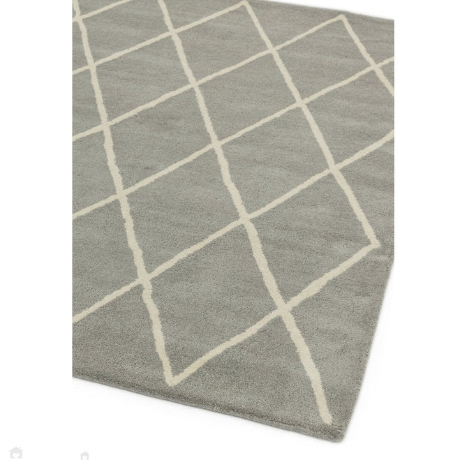 Albany Diamond Modern Geometric Hand-Woven Wool Grey Silver/Cream Rug-Asiatic Carpets-Rug Love - The Most Loved Rug Store