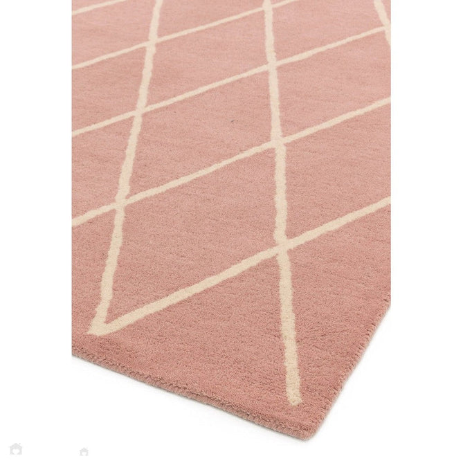 Albany Diamond Modern Geometric Hand-Woven Wool Light Dusty Pink/Cream Rug-Asiatic Carpets-Rug Love - The Most Loved Rug Store