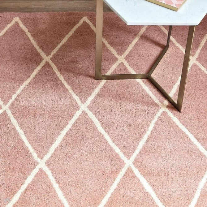 Albany Diamond Modern Geometric Hand-Woven Wool Light Dusty Pink/Cream Rug-Asiatic Carpets-Rug Love - The Most Loved Rug Store