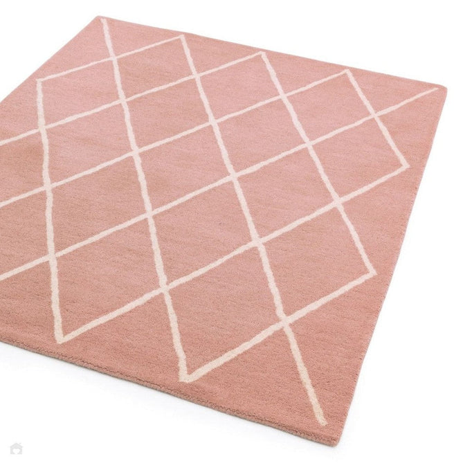 Albany Diamond Modern Geometric Hand-Woven Wool Light Dusty Pink/Cream Rug-Asiatic Carpets-Rug Love - The Most Loved Rug Store