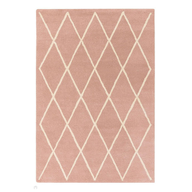 Albany Diamond Modern Geometric Hand-Woven Wool Light Dusty Pink/Cream Rug-Asiatic Carpets-Rug Love - The Most Loved Rug Store