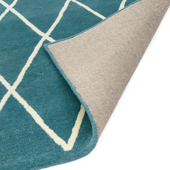 Albany Diamond Modern Geometric Hand-Woven Wool Teal/Cream Rug-Asiatic Carpets-Rug Love - The Most Loved Rug Store