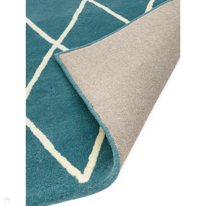 Albany Diamond Modern Geometric Hand-Woven Wool Teal/Cream Rug-Asiatic Carpets-Rug Love - The Most Loved Rug Store