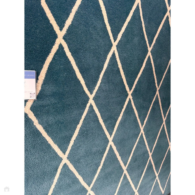 Albany Diamond Modern Geometric Hand-Woven Wool Teal/Cream Rug-Asiatic Carpets-Rug Love - The Most Loved Rug Store