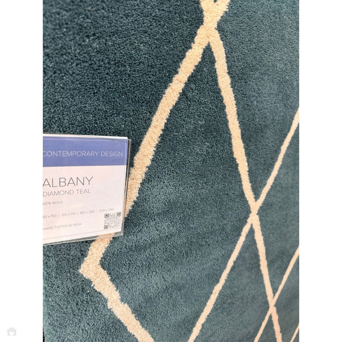 Albany Diamond Modern Geometric Hand-Woven Wool Teal/Cream Rug-Asiatic Carpets-Rug Love - The Most Loved Rug Store