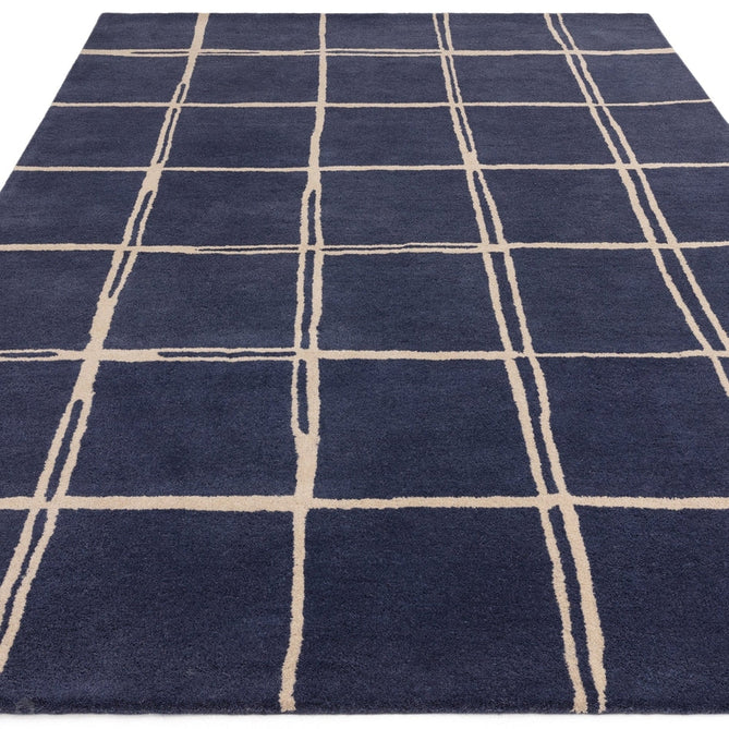 Albany Grid Modern Geometric Hand-Woven Wool Marine/Cream Rug-Asiatic Carpets-Rug Love - The Most Loved Rug Store