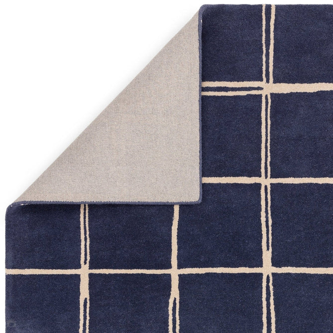 Albany Grid Modern Geometric Hand-Woven Wool Marine/Cream Rug-Asiatic Carpets-Rug Love - The Most Loved Rug Store