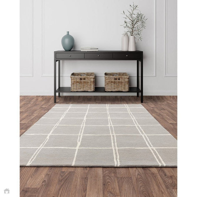 Albany Grid Modern Geometric Hand-Woven Wool Silver/Cream Rug-Asiatic Carpets-Rug Love - The Most Loved Rug Store