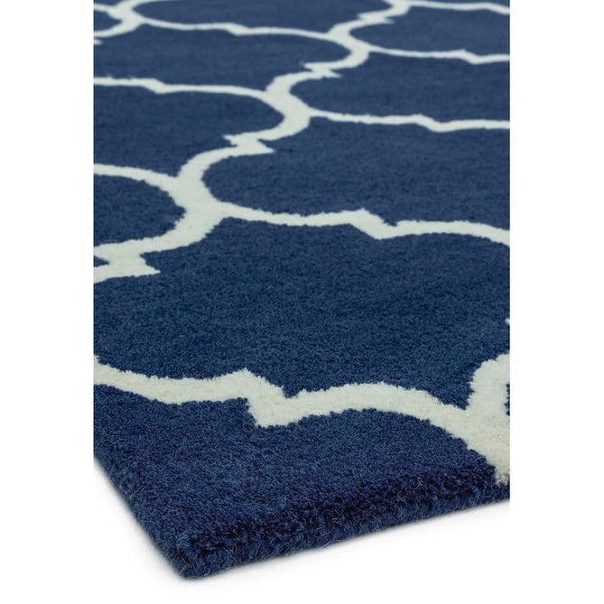 Albany Ogee Modern Geometric Hand-Woven Wool Blue Rug-Asiatic Carpets-Rug Love - The Most Loved Rug Store