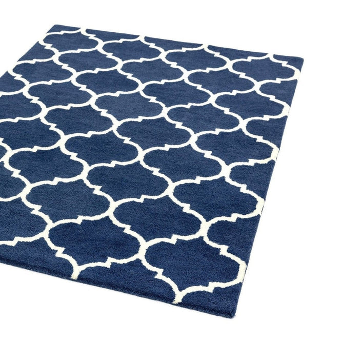 Albany Ogee Modern Geometric Hand-Woven Wool Blue Rug-Asiatic Carpets-Rug Love - The Most Loved Rug Store