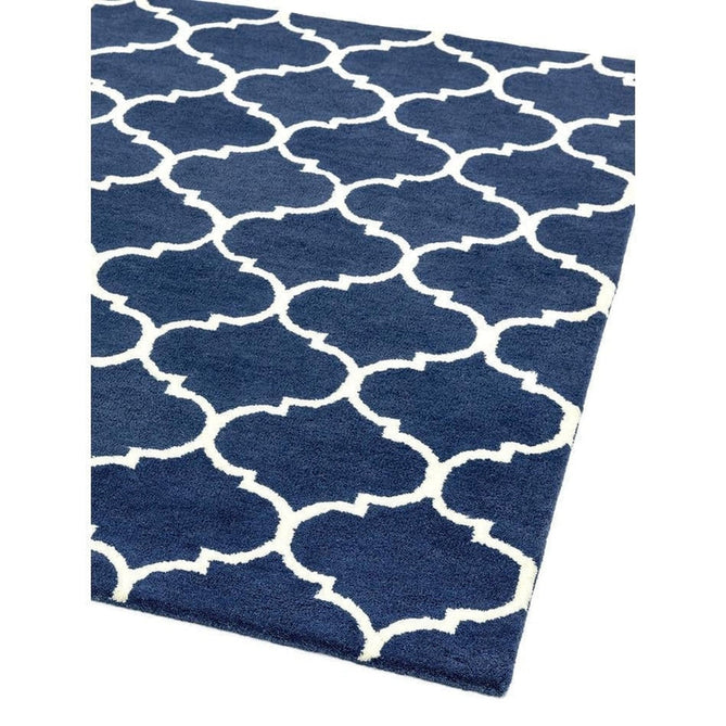 Albany Ogee Modern Geometric Hand-Woven Wool Blue Rug-Asiatic Carpets-Rug Love - The Most Loved Rug Store