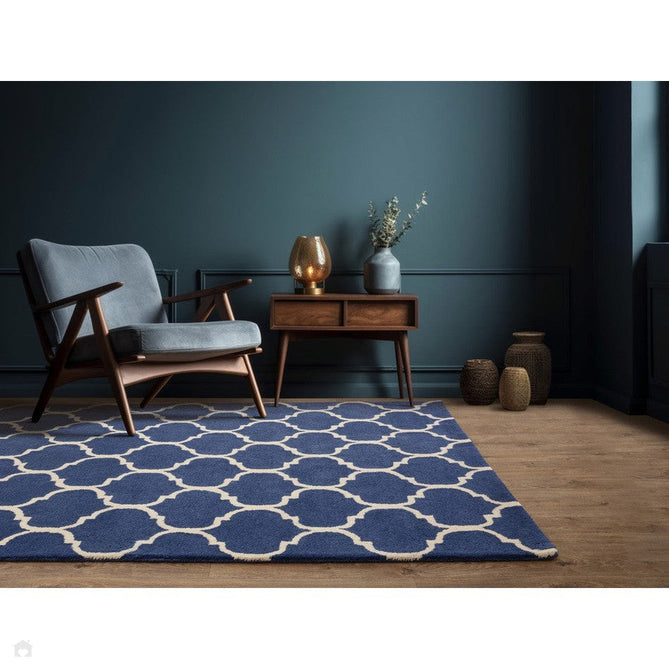 Albany Ogee Modern Geometric Hand-Woven Wool Blue Rug-Asiatic Carpets-Rug Love - The Most Loved Rug Store