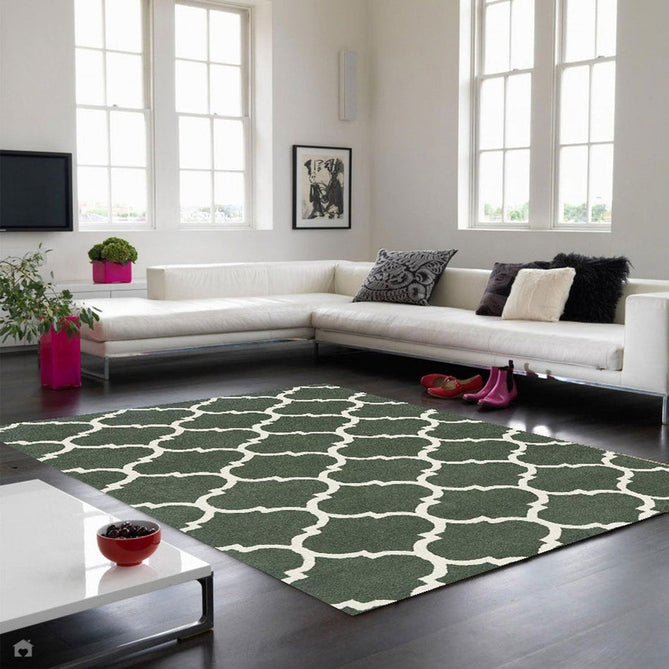 Albany Ogee Modern Geometric Hand-Woven Wool Green Rug-Asiatic Carpets-Rug Love - The Most Loved Rug Store