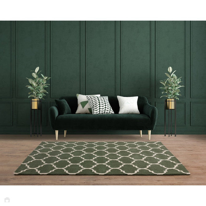 Albany Ogee Modern Geometric Hand-Woven Wool Green Rug-Asiatic Carpets-Rug Love - The Most Loved Rug Store