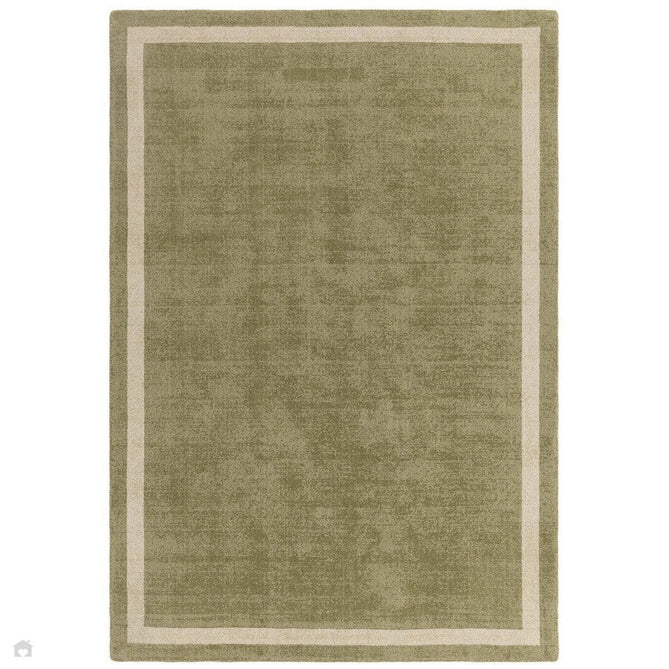 Albi Modern Plain Border Hand-Woven Textured Wool Low Flat Pile Green Rug-Asiatic Carpets-Rug Love - The Most Loved Rug Store