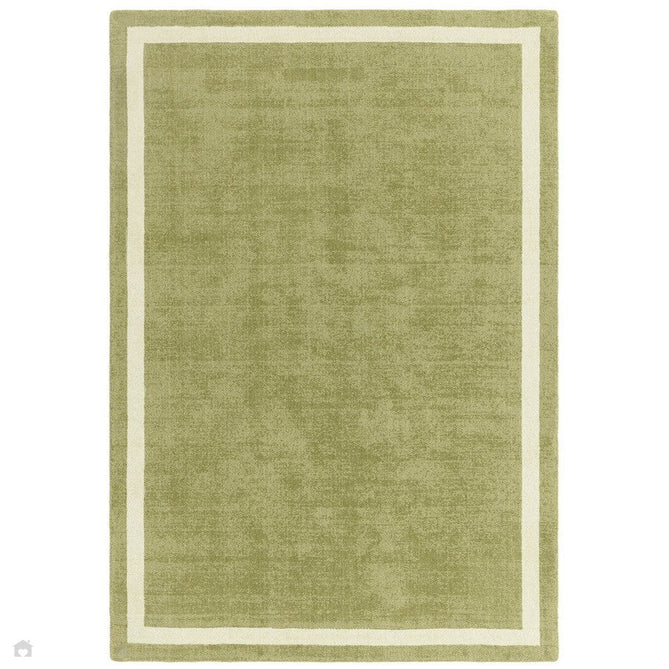 Albi Modern Plain Border Hand-Woven Textured Wool Low Flat Pile Green Rug-Asiatic Carpets-Rug Love - The Most Loved Rug Store