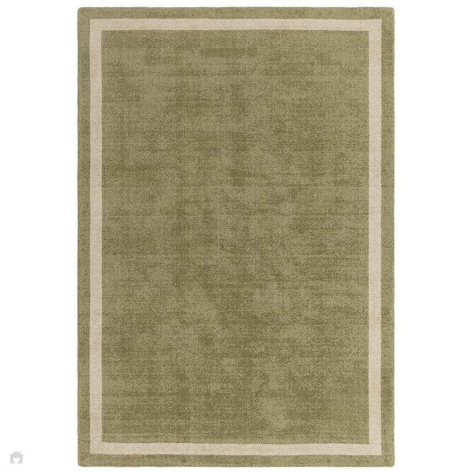 Albi Modern Plain Border Hand-Woven Textured Wool Low Flat Pile Green Rug-Asiatic Carpets-Rug Love - The Most Loved Rug Store