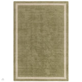 Albi Modern Plain Border Hand-Woven Textured Wool Low Flat Pile Green Rug