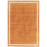 Albi Modern Plain Border Hand-Woven Textured Wool Low Flat Pile Orange Rug