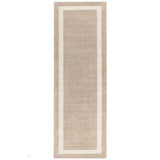 Albi Modern Plain Border Hand-Woven Textured Wool Low Flat Pile Sand/Beige Runner