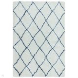 Alto AL03 Modern Moroccan Berber Soft Plush Boho Shaggy Cream/Blue Rug 200 x 290 cm