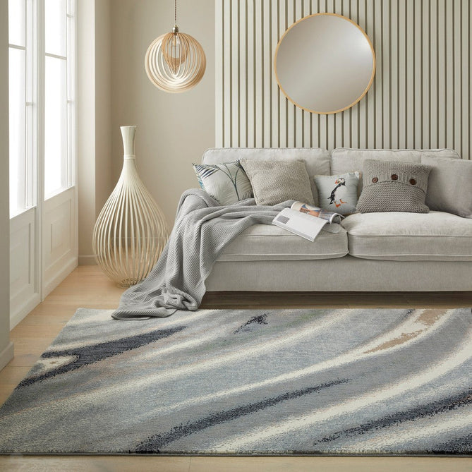 Amara AMA106 Modern Abstract Marbled Granite Stone High-Density Soft-Touch Polyester Ivory/Grey/Blue Rug-Concept Looms-Rug Love - The Most Loved Rug Store