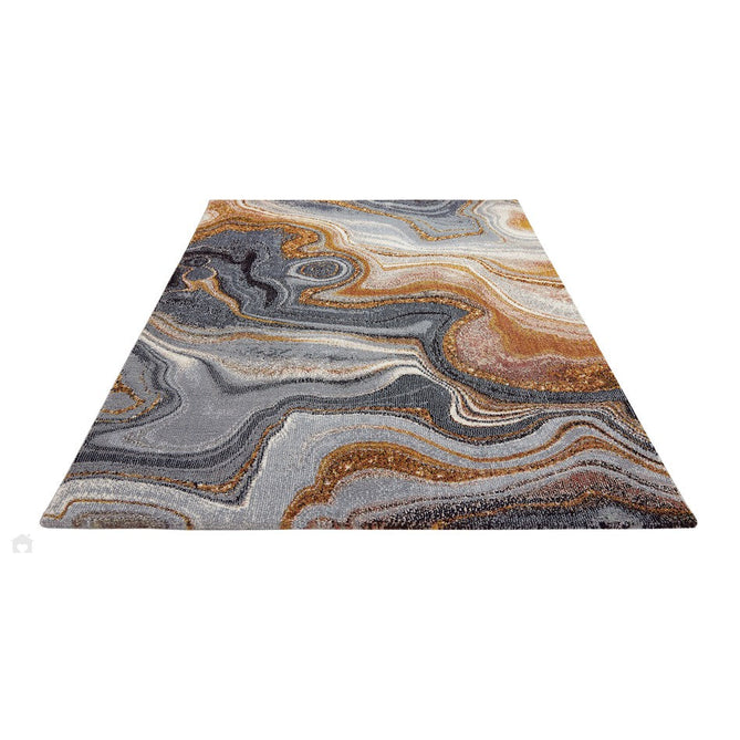 Amara AMA107 Modern Abstract Marbled Granite Stone High-Density Soft-Touch Polyester Blue/Bronze Rug-Concept Looms-Rug Love - The Most Loved Rug Store