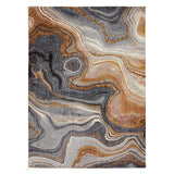 Amara AMA107 Modern Abstract Marbled Granite Stone High-Density Soft-Touch Polyester Charcoal/Bronze Gold/Blue/Grey Rug