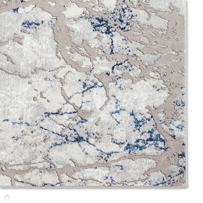 Apollo 2677 Modern Abstract Distressed Marble Metallic Shimmer High-Density Textured Flat Pile Grey/Navy/Cream Rug-Think Rugs-Rug Love - The Most Loved Rug Store