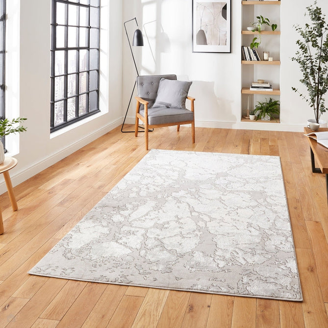 Apollo 2677 Modern Abstract Distressed Marble Metallic Shimmer High-Density Textured Flat Pile Grey/Silver/Ivory Rug-Think Rugs-Rug Love - The Most Loved Rug Store