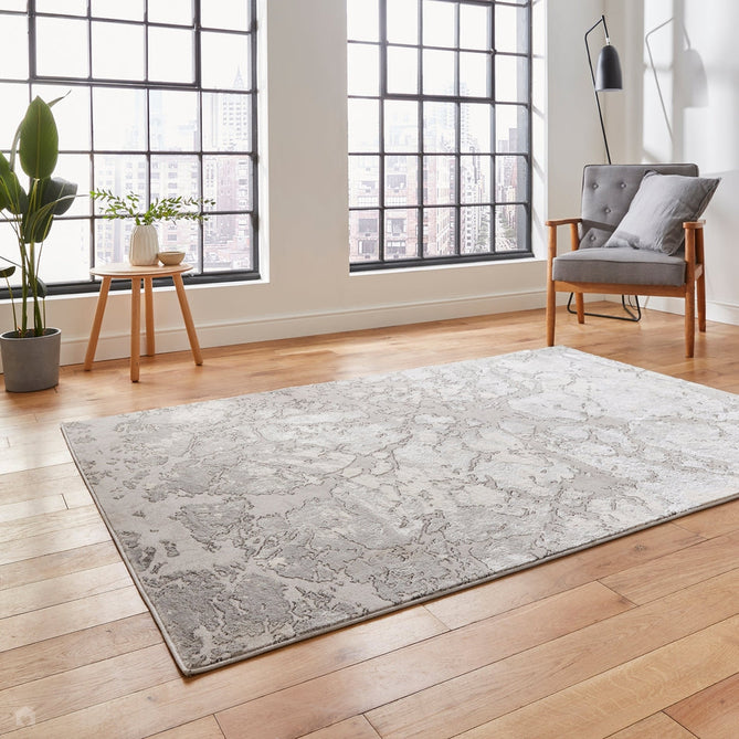 Apollo 2677 Modern Abstract Distressed Marble Metallic Shimmer High-Density Textured Flat Pile Grey/Silver/Ivory Rug-Think Rugs-Rug Love - The Most Loved Rug Store