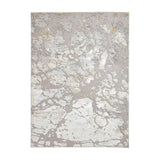 Apollo 2677 Modern Abstract Distressed Marble Metallic Shimmer High-Density Textured Low Profile Short-Pile Grey/Gold/Cream Rug