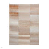 Apollo 2681 Modern Geometric Striped Linear Blocks Distressed Metallic Shimmer High-Density Textured Flat Pile Beige/Grey/Bronze/Terra/Brown/Cream Rug