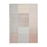 Apollo 2681 Modern Geometric Striped Linear Blocks Distressed Metallic Shimmer High-Density Textured Low Profile Short-Pile Grey/Rose/Cream Rug