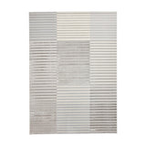 Apollo 2681 Modern Geometric Striped Linear Blocks Distressed Metallic Shimmer High-Density Textured Low Profile Short-Pile Grey/Silver/Ivory Rug