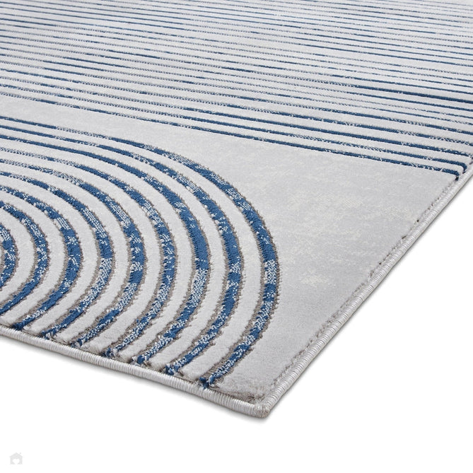 Apollo 2683 Modern Geometric Swirl Distressed Metallic Shimmer High-Density Textured Flat Pile Grey/Navy/Cream Rug-Think Rugs-Rug Love - The Most Loved Rug Store