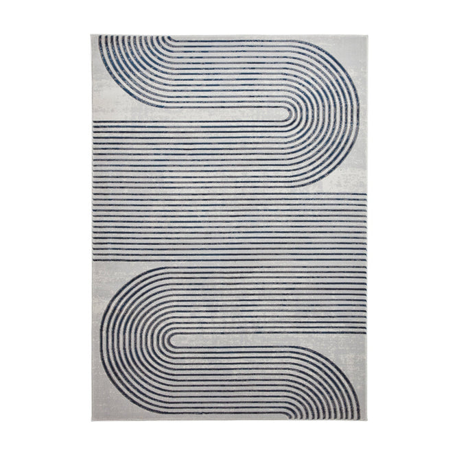 Apollo 2683 Modern Geometric Swirl Distressed Metallic Shimmer High-Density Textured Flat Pile Grey/Navy/Cream Rug-Think Rugs-Rug Love - The Most Loved Rug Store