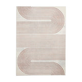 Apollo 2683 Modern Geometric Swirl Distressed Metallic Shimmer High-Density Textured Low Profile Short-Pile Cream/Grey/Rose Rug