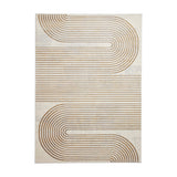 Apollo 2683 Modern Geometric Swirl Distressed Metallic Shimmer High-Density Textured Low Profile Short-Pile Grey/Gold/Cream Rug