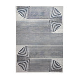 Apollo 2683 Modern Geometric Swirl Distressed Metallic Shimmer High-Density Textured Low Profile Short-Pile Grey/Navy/Cream Rug