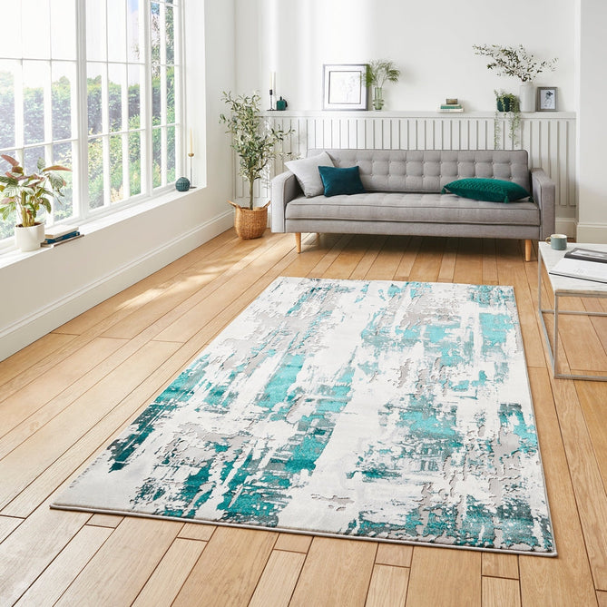 Apollo GR579 Modern Abstract Distressed Metallic Shimmer High-Density Textured Flat Pile Grey/Green/Cream Rug-Think Rugs-Rug Love - The Most Loved Rug Store