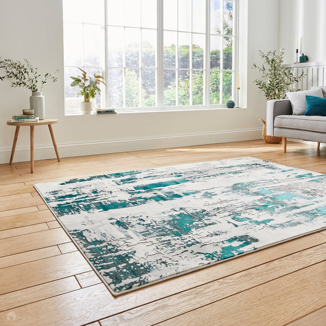 Apollo GR579 Modern Abstract Distressed Metallic Shimmer High-Density Textured Flat Pile Grey/Green/Cream Rug-Think Rugs-Rug Love - The Most Loved Rug Store