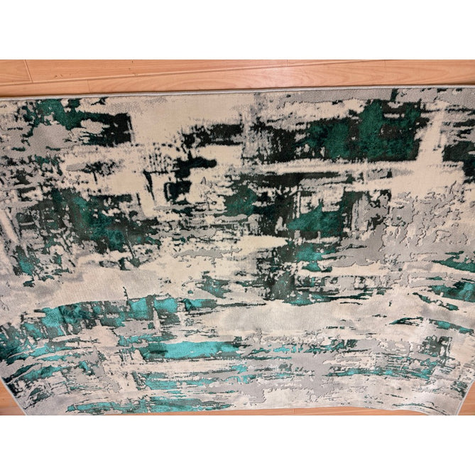 Apollo GR579 Modern Abstract Distressed Metallic Shimmer High-Density Textured Flat Pile Grey/Green/Cream Rug-Think Rugs-Rug Love - The Most Loved Rug Store