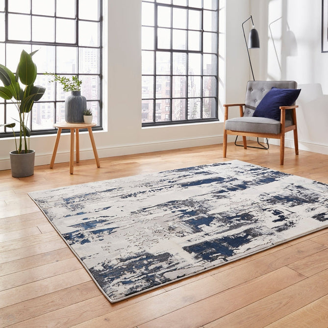 Apollo GR579 Modern Abstract Distressed Metallic Shimmer High-Density Textured Flat Pile Grey/Navy/Cream Rug-Think Rugs-Rug Love - The Most Loved Rug Store