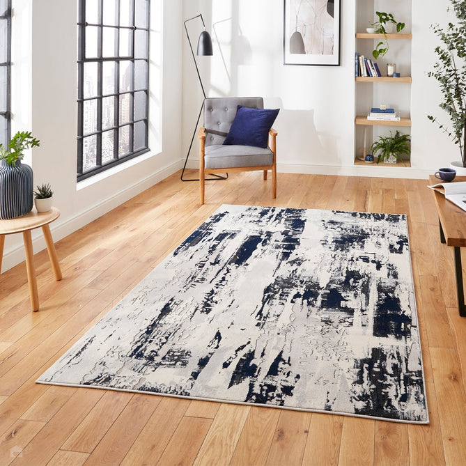 Apollo GR579 Modern Abstract Distressed Metallic Shimmer High-Density Textured Flat Pile Grey/Navy/Cream Rug-Think Rugs-Rug Love - The Most Loved Rug Store