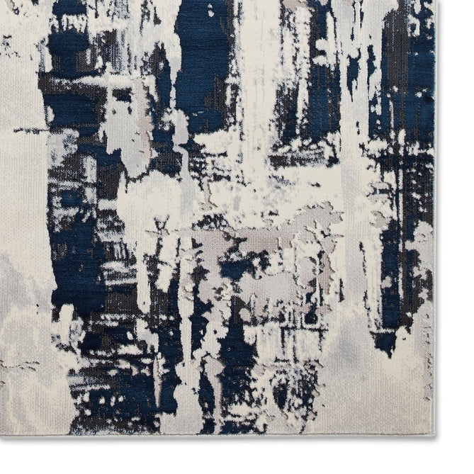 Apollo GR579 Modern Abstract Distressed Metallic Shimmer High-Density Textured Flat Pile Grey/Navy/Cream Rug-Think Rugs-Rug Love - The Most Loved Rug Store