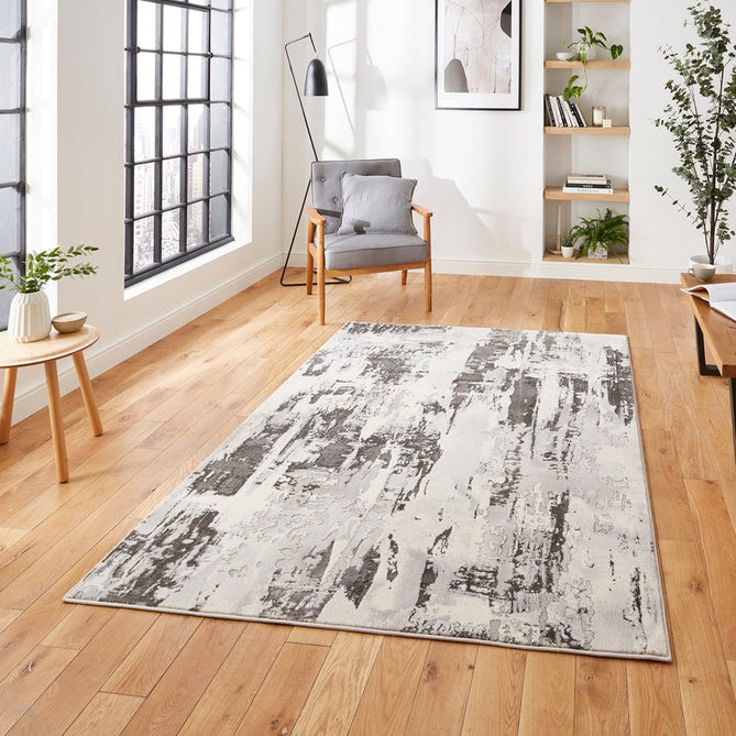 Apollo GR579 Modern Abstract Distressed Metallic Shimmer High-Density Textured Flat Pile Grey/Silver/Ivory Rug-Think Rugs-Rug Love - The Most Loved Rug Store